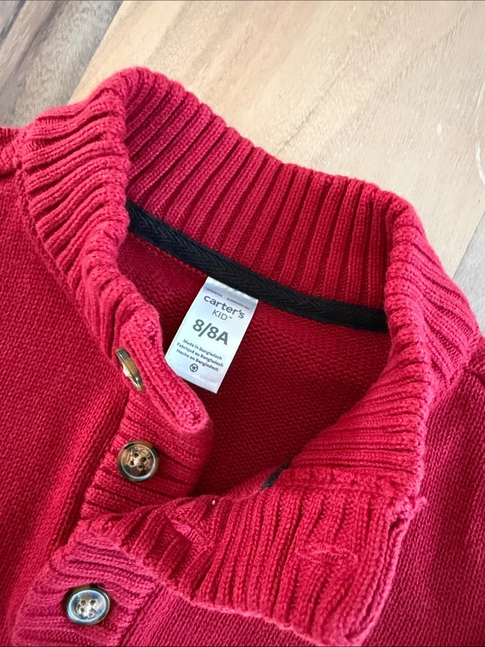 Carter's Red Ribbed Mock Neck Zip-Style Sweater
